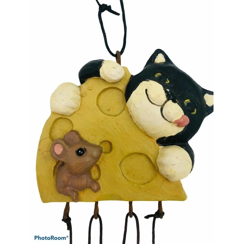 2 1997 Ceramic Cat Windcatchers Porch Figi Graphic